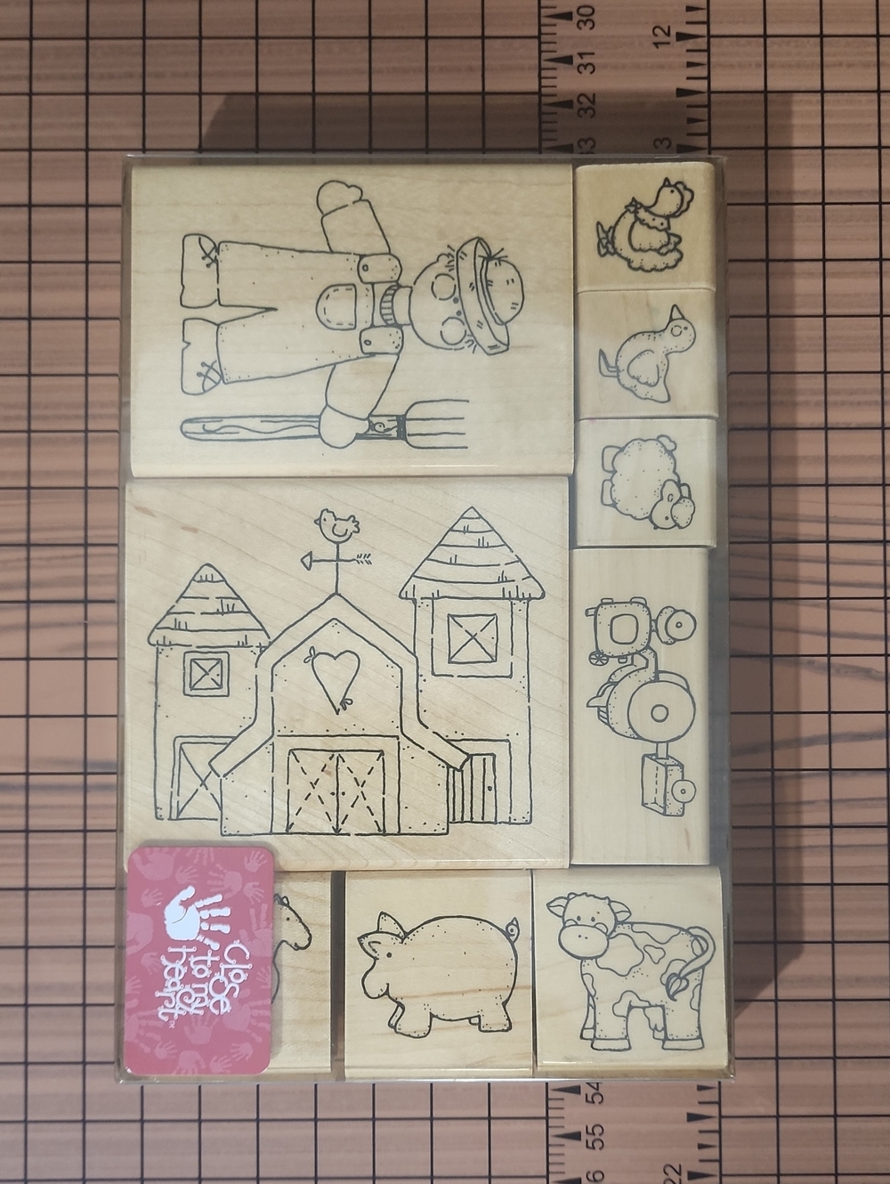 Wooden Farm Stamp Set - Natural Wood - Unbranded